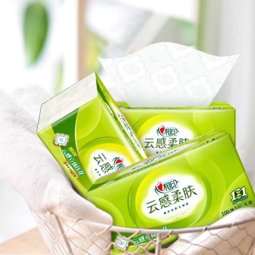 心相印云感系列100抽三层立体压花塑装纸面巾