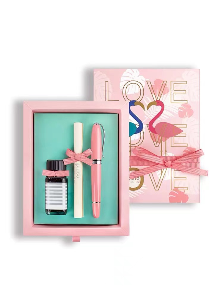 火烈鸟钢笔墨水礼盒特别版-F尖粉色