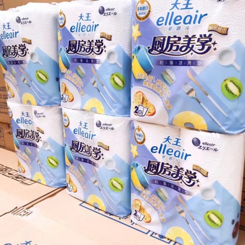 大王（elleair）厨房吸油加厚卷纸干湿两用无荧光剂6提12卷