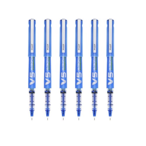 百乐（PILOT）BXC-V5直液式走珠笔大V5可换墨胆 蓝色6支装