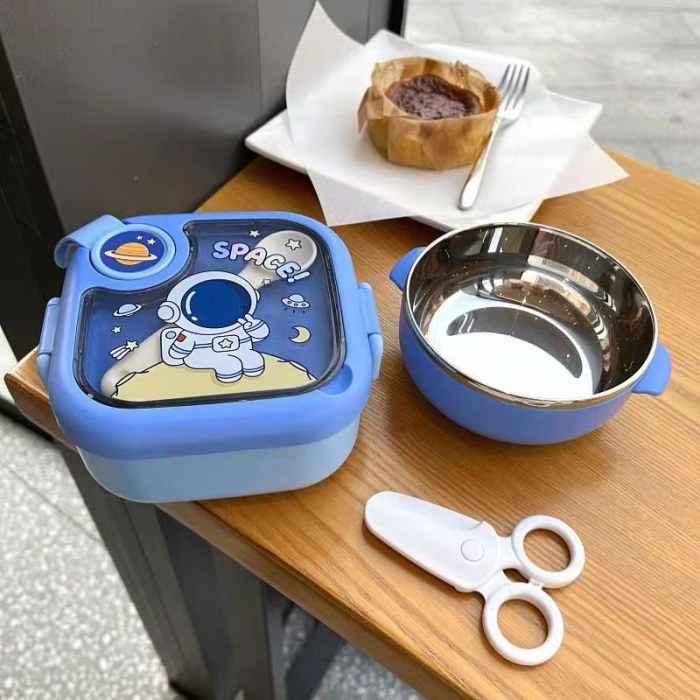宝宝外出辅食碗304不锈钢外带饭盒婴儿碗勺套装密封防漏便携餐具