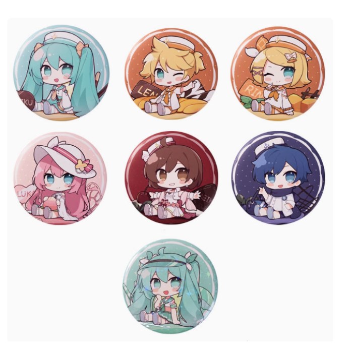 ＃moeyu初音未来水果蛋糕马口铁徽章中盒