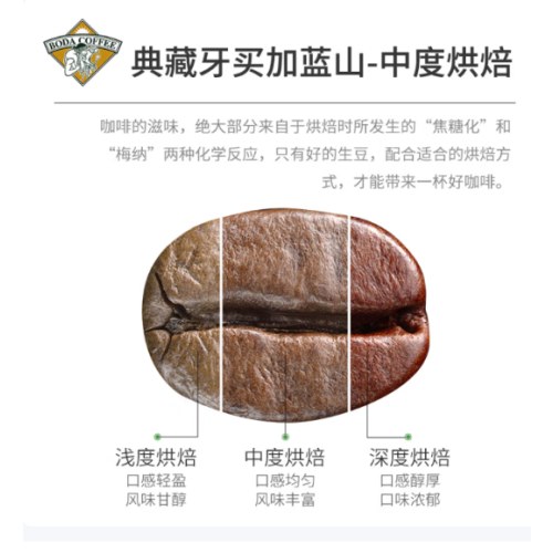 博达典藏牙买加蓝山咖啡豆 进口生豆新鲜烘焙纯黑咖啡豆 500克袋装