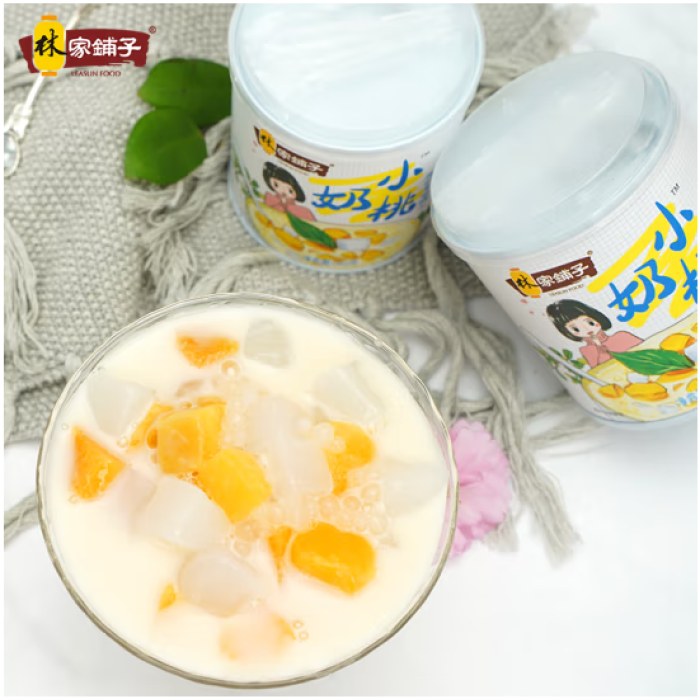 林家铺子 酸奶黄桃西米露312g*5罐*3组 休闲零食罐头即食