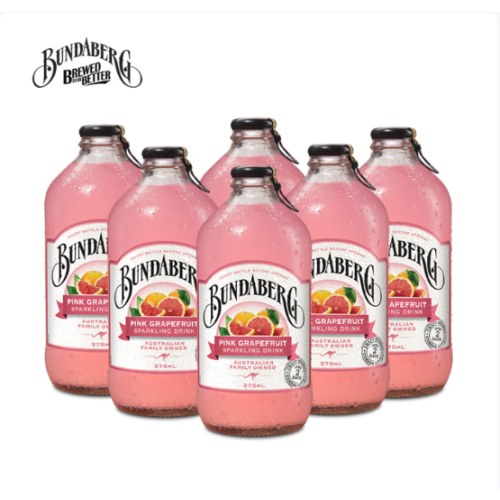 宾得宝（Bundaberg）含气葡萄柚汁饮料375ml*6玻璃瓶装 澳州网红露营发酵果汁气泡水
