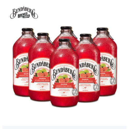 宾得宝（Bundaberg）含气番石榴汁饮料375ml*6玻璃瓶装 澳州网红出游发酵果汁气泡水