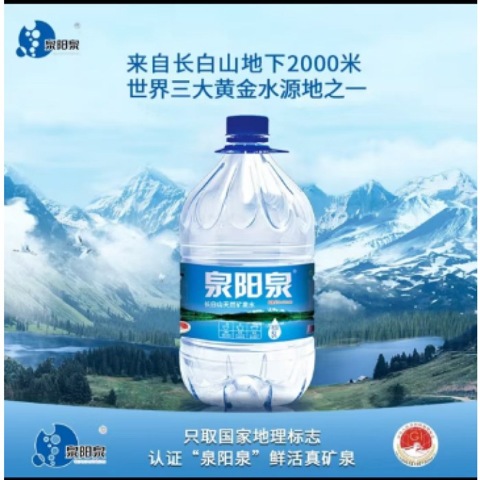 泉阳泉(QUANYANGQUAN)长白山天然矿泉水大桶 装 家庭用水 5L*4桶整箱塑包装