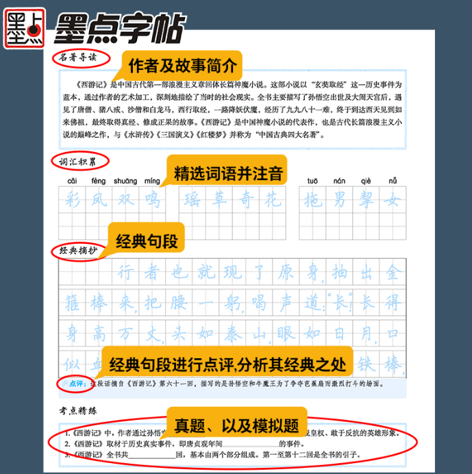 墨点字帖：初中生必背古诗文(133篇正楷)(新教材)(衡中考试体)
