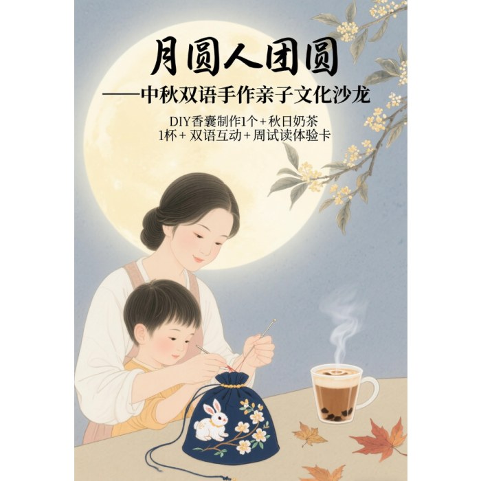 【招募】“书香体验官”活动三｜月圆人团圆——中秋双语手作亲子文化沙龙