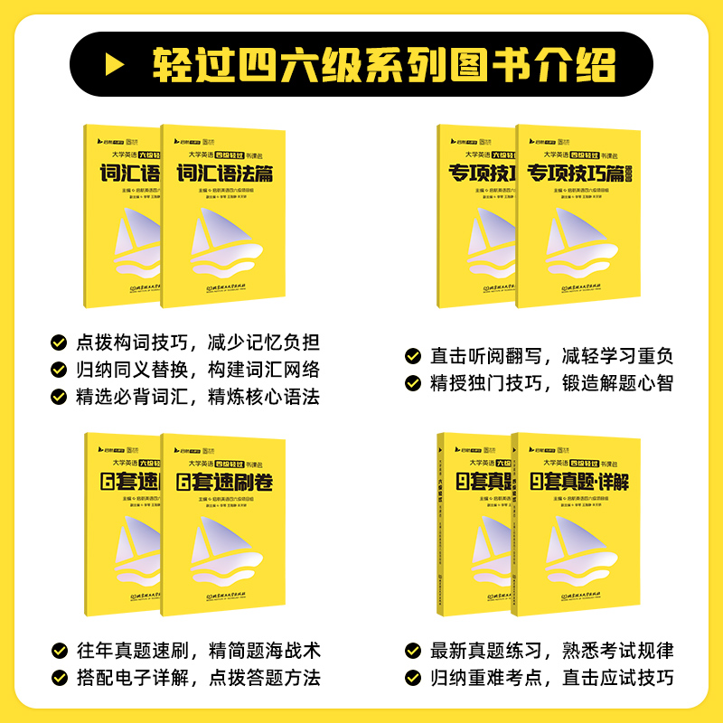 大学英语六级轻过书课包（函套4册）
