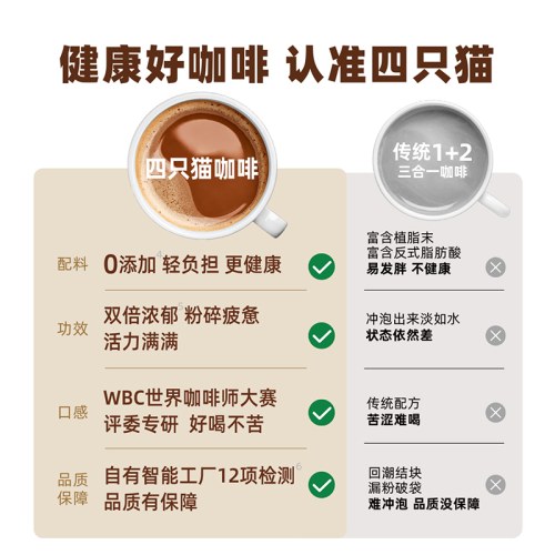 四只猫咖啡燕麦拿铁三合一速溶咖啡