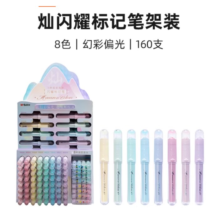 晨光灿闪耀荧光笔(4支一套）颜色随机发