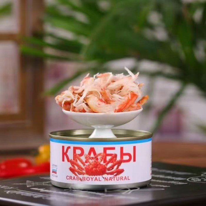 俄罗斯原装进口帝王蟹蟹腿肉罐头