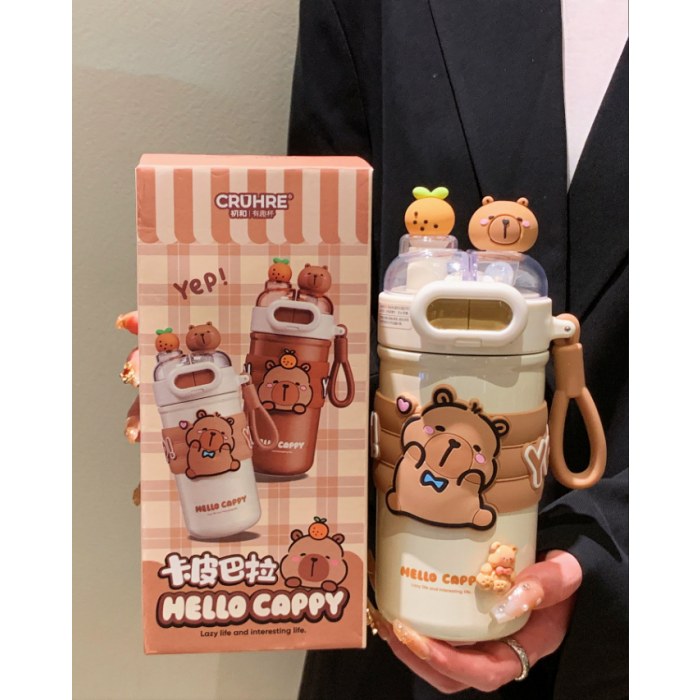 CH-2374A卡皮巴拉眼镜双饮保温杯520ml(白色）