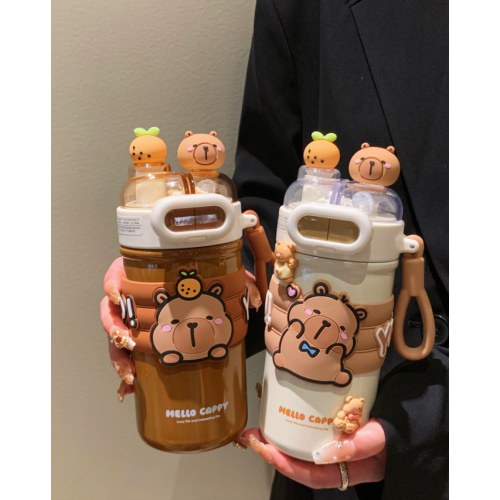 CH-2374A卡皮巴拉眼镜双饮保温杯520ml(咖色）
