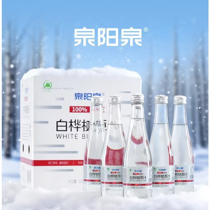 泉阳泉(QUANYANGQUAN)100%NFC白 桦树汁原液300ml*12瓶长白山0脂天然植物饮料