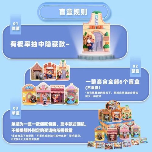 现货正品 疯狂动物城 场景手办盲盒朱迪 尼古 盖瑞 豹警官 马飞扬