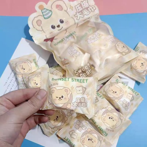 CMJ-095甜品熊系列一次性压缩大毛巾（10粒装）