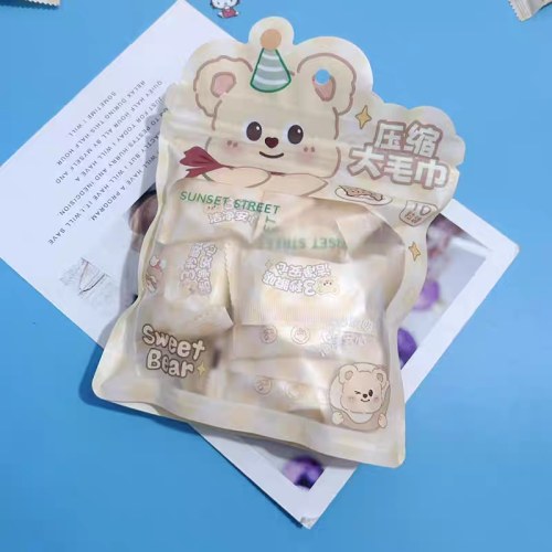 CMJ-095甜品熊系列一次性压缩大毛巾（10粒装）