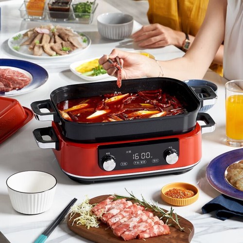 摩飞电器（Morphyrichards）二代多功能锅 家用电火锅电煮锅电蒸锅火锅锅5升大容量分体式预约蒸煮一体不沾煎烤料理锅MR9099标配