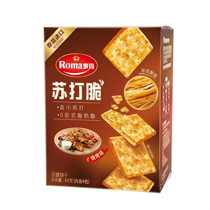 Roma罗玛84g苏打脆发酵饼干（烧烤味）