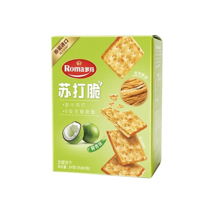 Roma罗玛84g苏打脆发酵饼干（椰香味）