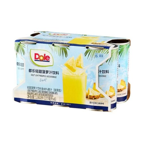 Dole/都乐进口菠萝汁果汁饮料0脂肪177ml*6罐