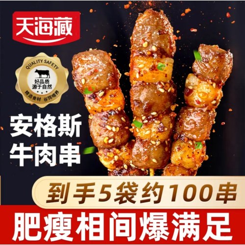 天海藏安格斯牛肉串240g*5袋约100串 烧烤食材 源头直发