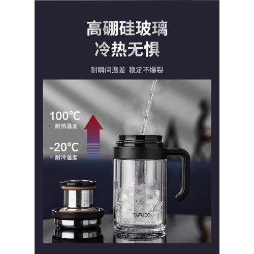 泰福高 伯爵办公玻璃杯 T-6179 黑色	480ml/6