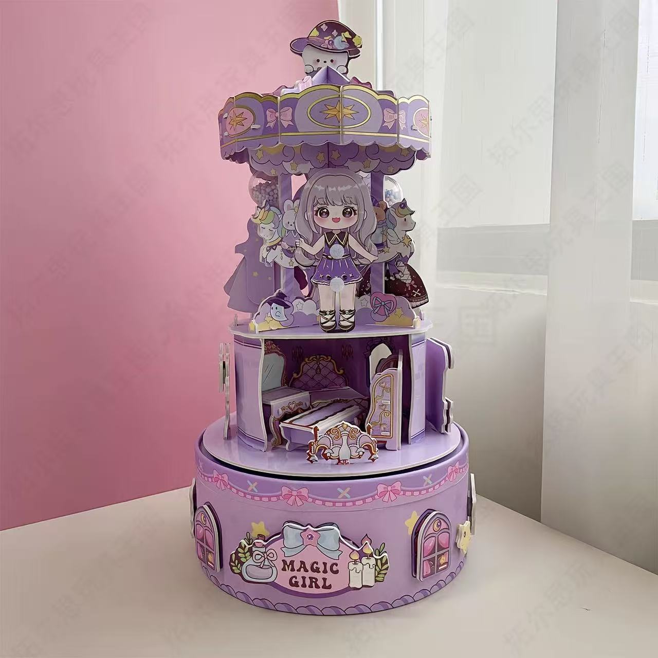 KB2205立体旋转木马换装拼插玩具