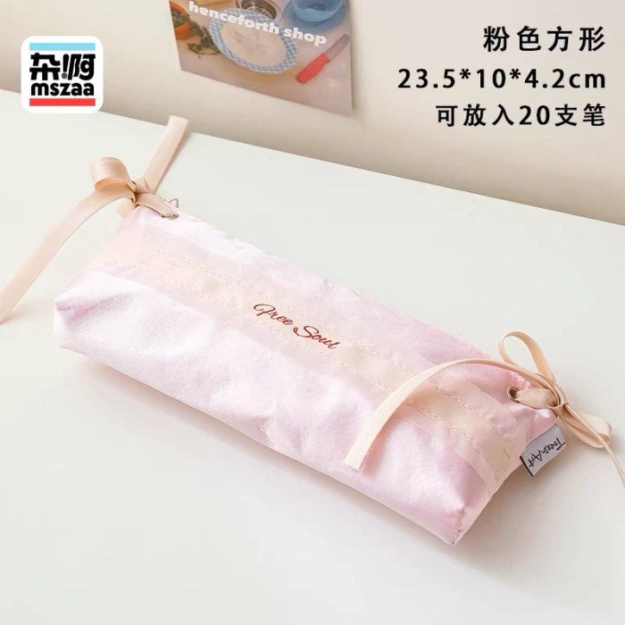 杂啊 高颜值ins风笔袋大容量学生痛包笔袋小众设计不撞款文具袋（粉色方形）