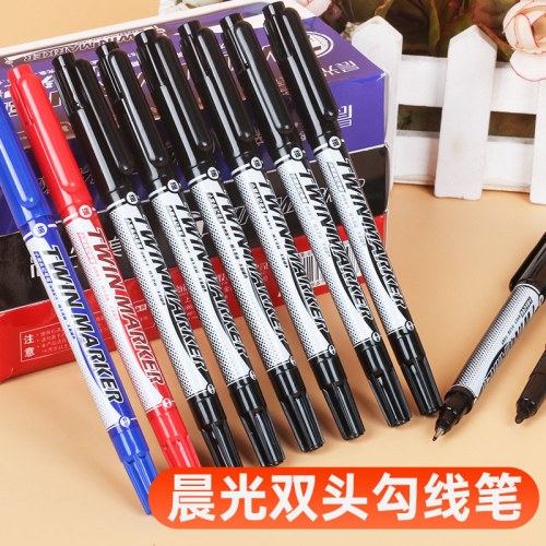 B（支）晨光美新双头记号笔(黑)电商XPMV7403