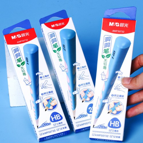 （12支/盒）晨光正姿洞洞笔2B三角木杆铅笔