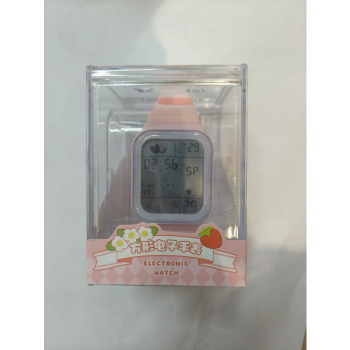 草莓朵朵方形电子手表