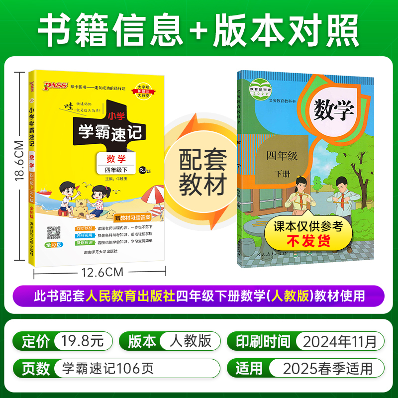 小学学霸速记-数学四年级(2026春下)(RJ版)(全彩版)