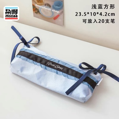 杂啊 高颜值ins风笔袋大容量学生痛包笔袋小众设计不撞款文具袋(蓝色方形)