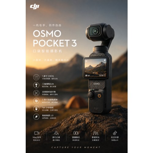 大疆 DJI Osmo Pocket 3一英寸口袋云台相机旅游手持相机