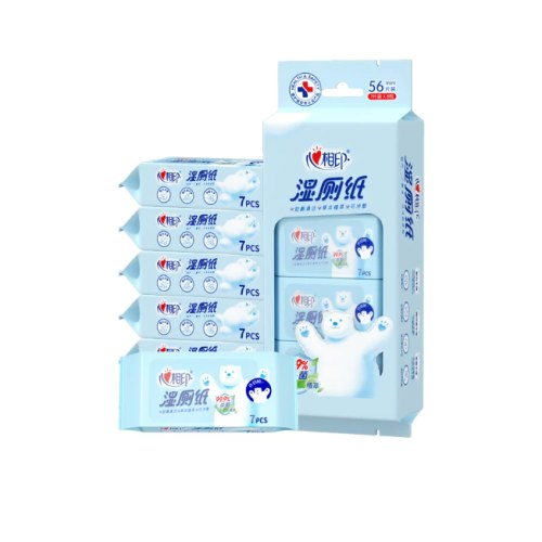 XSA007(8包）心相印云熊湿厕纸系列7片8包杀菌湿巾