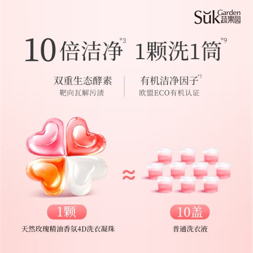 SukGarden蔬果园天然玫瑰精油香氛4D洗衣凝珠